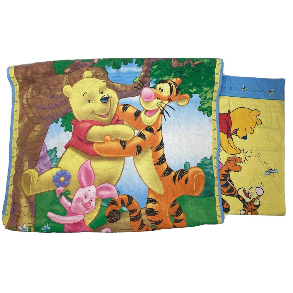 Disney Winnie The Pooh Toddler Quilt Baby Blanket with pillowcase Vintage